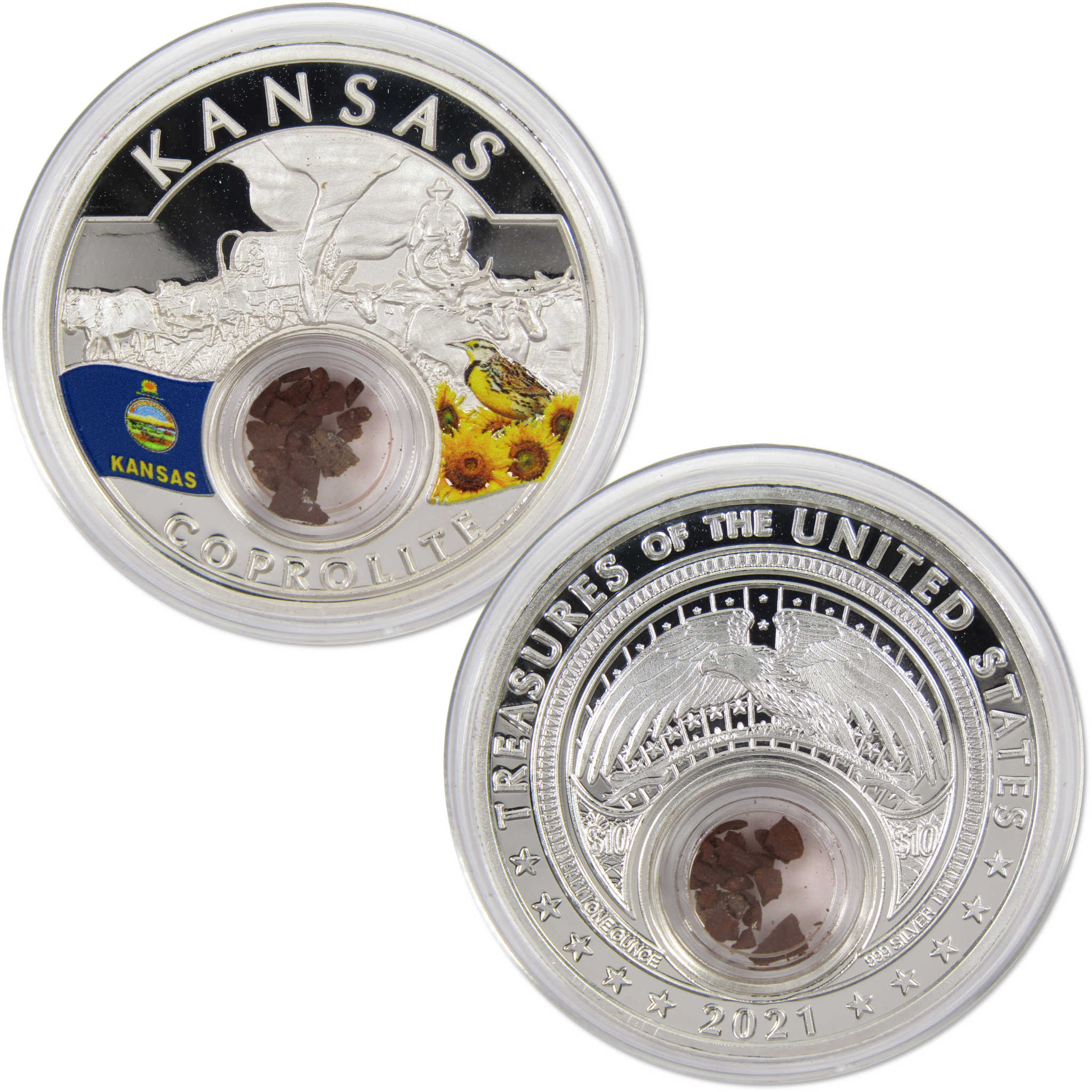 2021 Native American Mesa Grande Kansas Coprolite 1 oz .999 Silver $10 Proof
