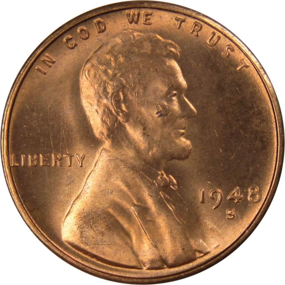 1948 S Lincoln Wheat Cent BU Uncirculated Mint State Bronze Penny 1c Coin