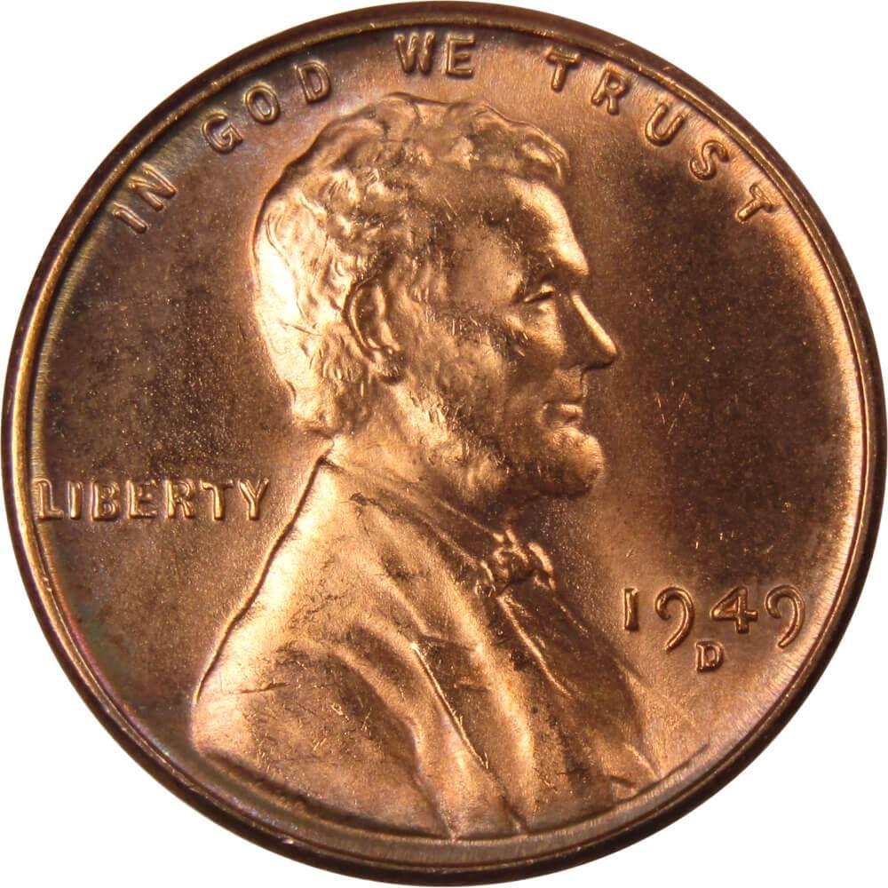 1949 D Lincoln Wheat Cent BU Uncirculated Mint State Bronze Penny 1c Coin