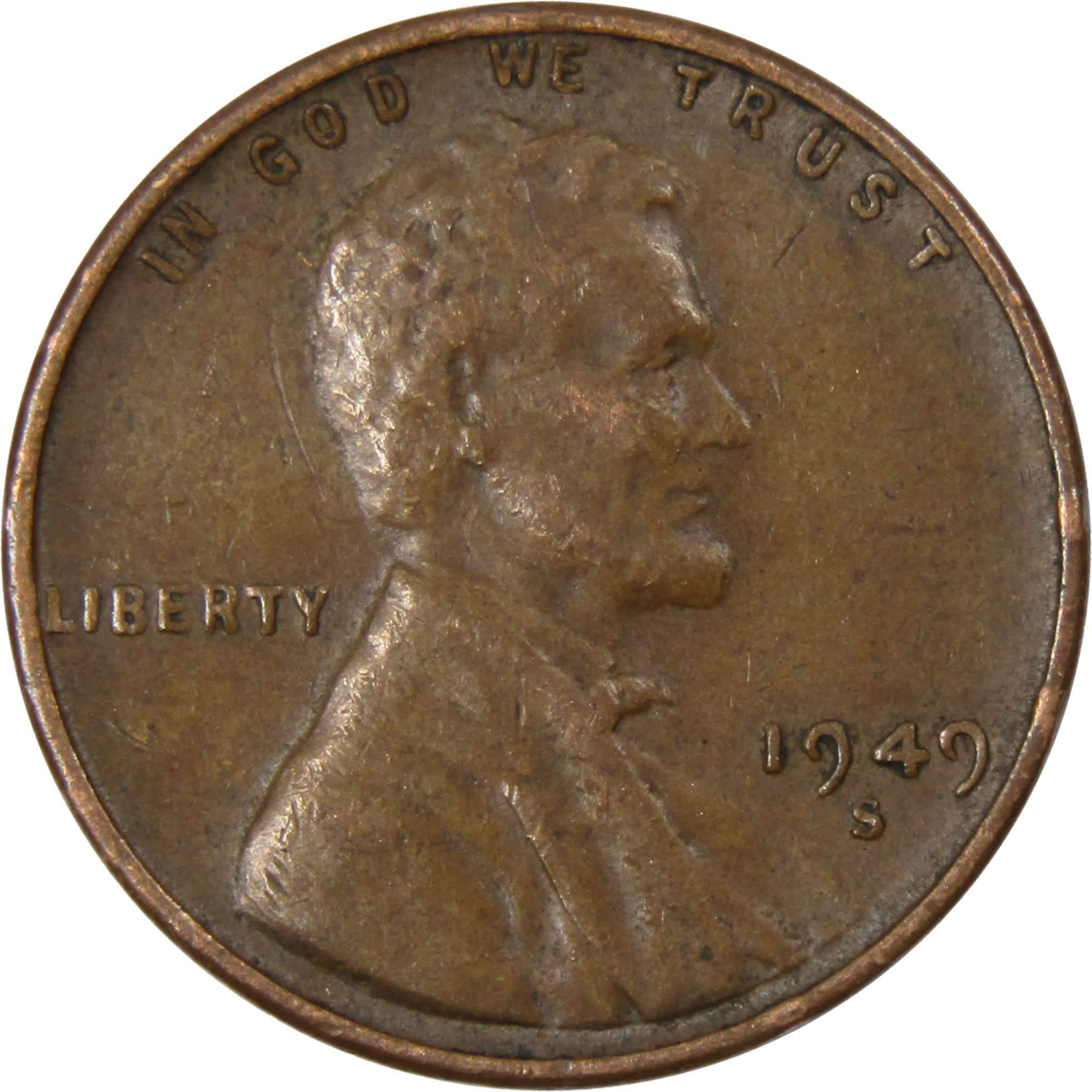 1949 S Lincoln Wheat Cent AG About Good Bronze Penny 1c Coin Collectible
