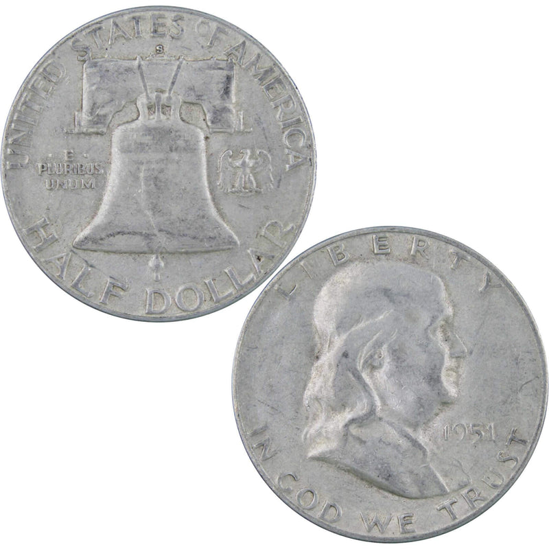 1951 S Franklin Half Dollar XF EF Extremely Fine 90% Silver 50c US Coin - Franklin Half Dollar - Franklin half dollars - Franklin coins - Profile Coins &amp; Collectibles