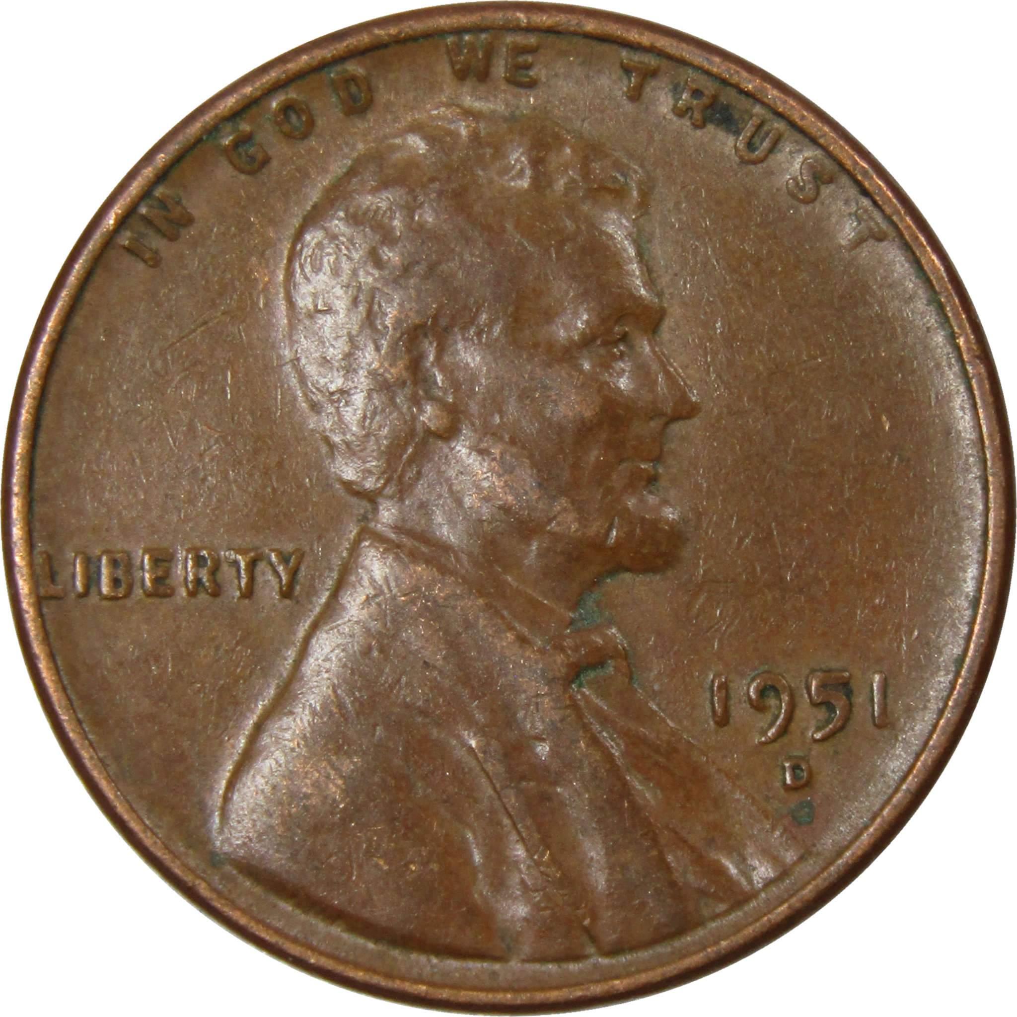 1951 D Lincoln Wheat Cent AG About Good Bronze Penny 1c Coin Collectible