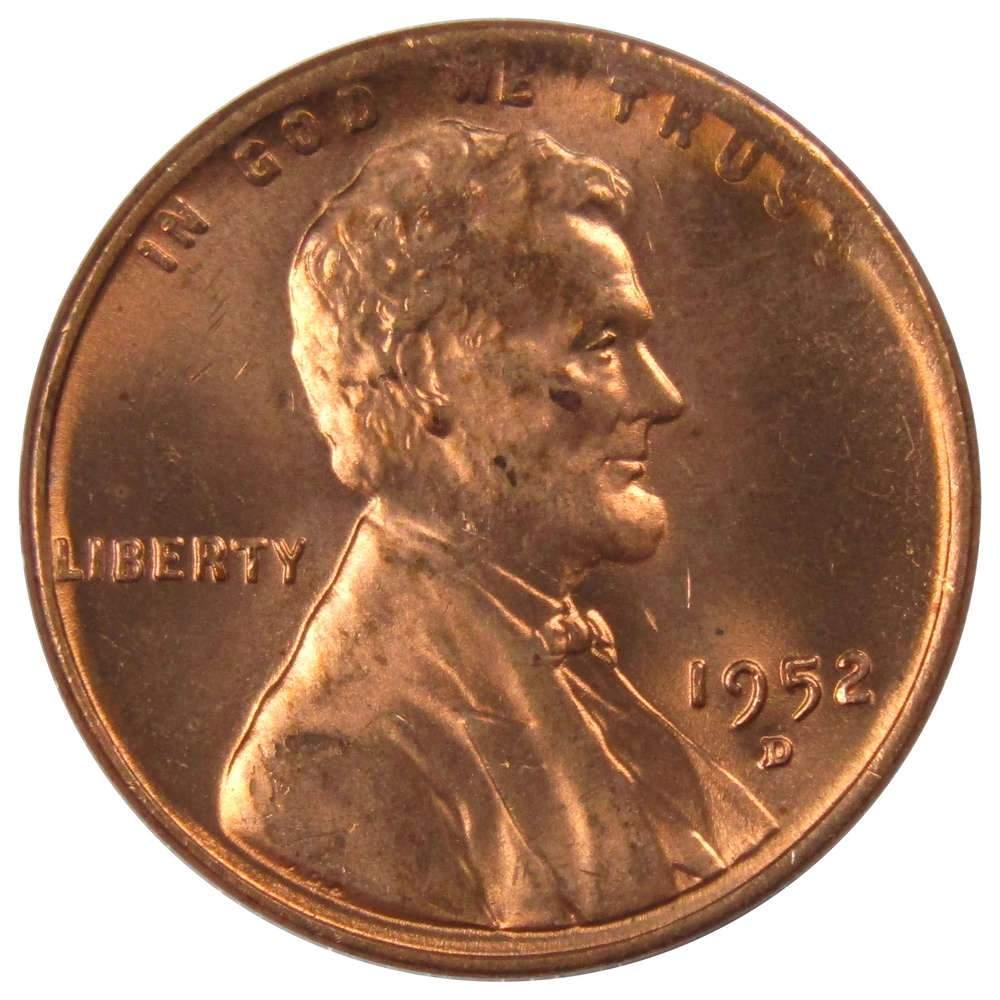 1952 D Lincoln Wheat Cent BU Uncirculated Mint State Bronze Penny 1c Coin