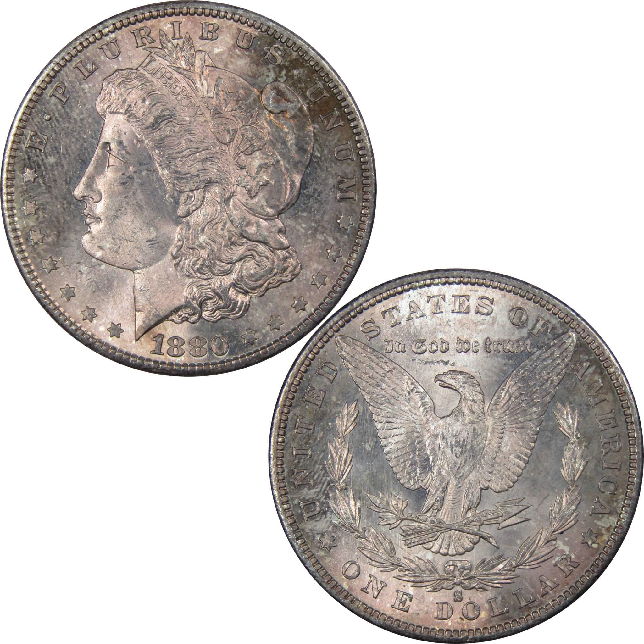 1880 S Morgan Dollar Uncirculated Mint State Silver Toned SKU:IPC5066