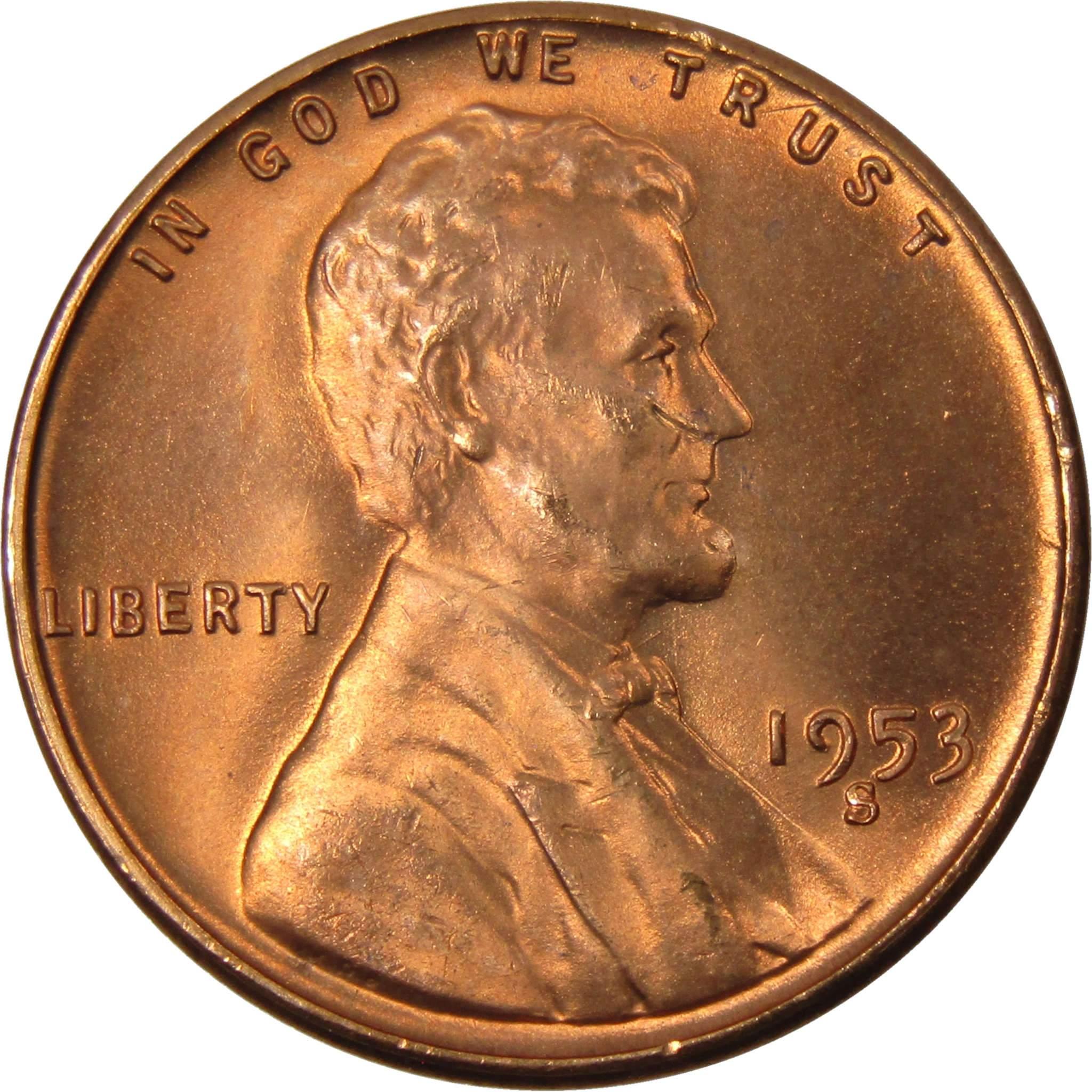 1953 S Lincoln Wheat Cent BU Uncirculated Mint State Bronze Penny 1c Coin