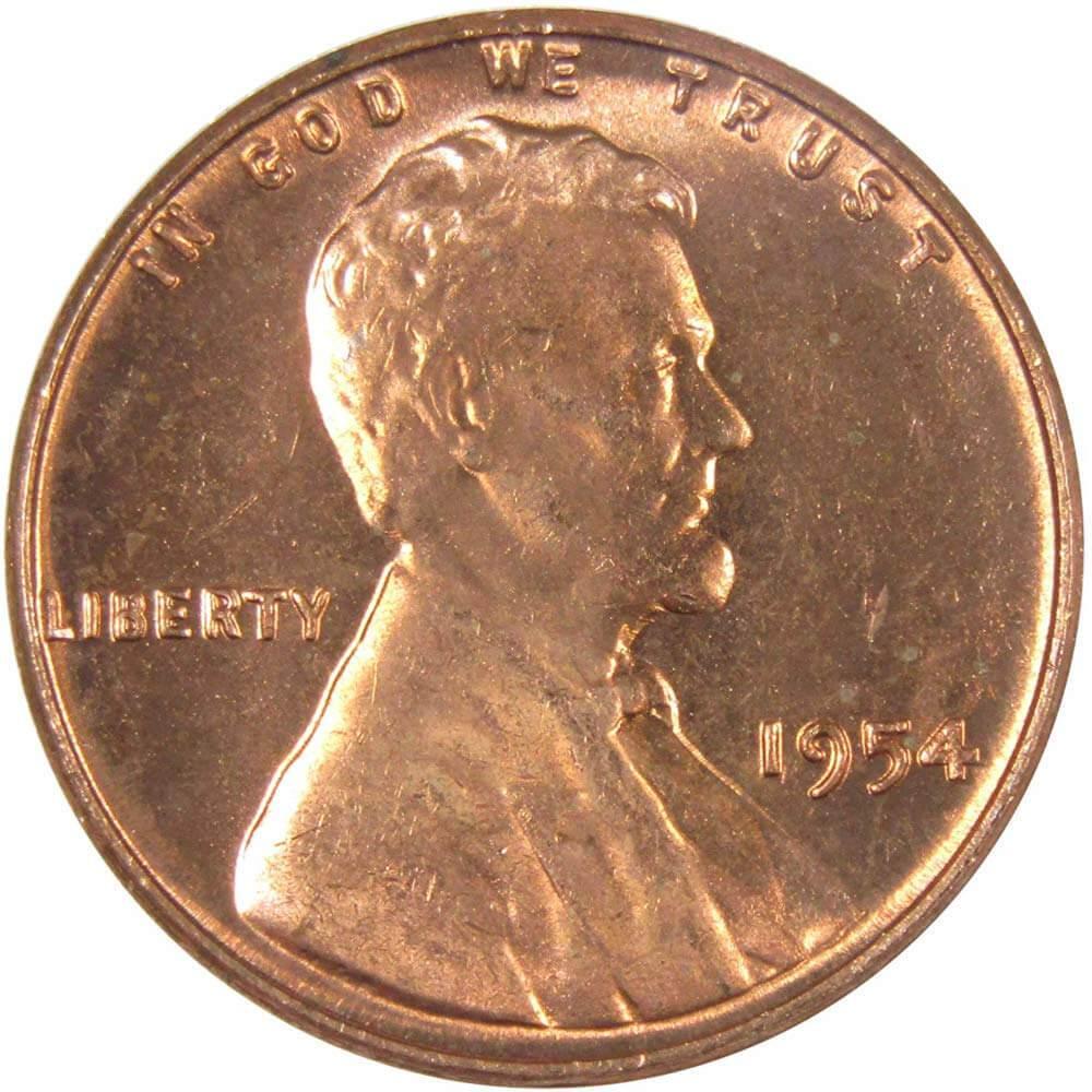 1954 Lincoln Wheat Cent BU Uncirculated Mint State Bronze Penny 1c Coin