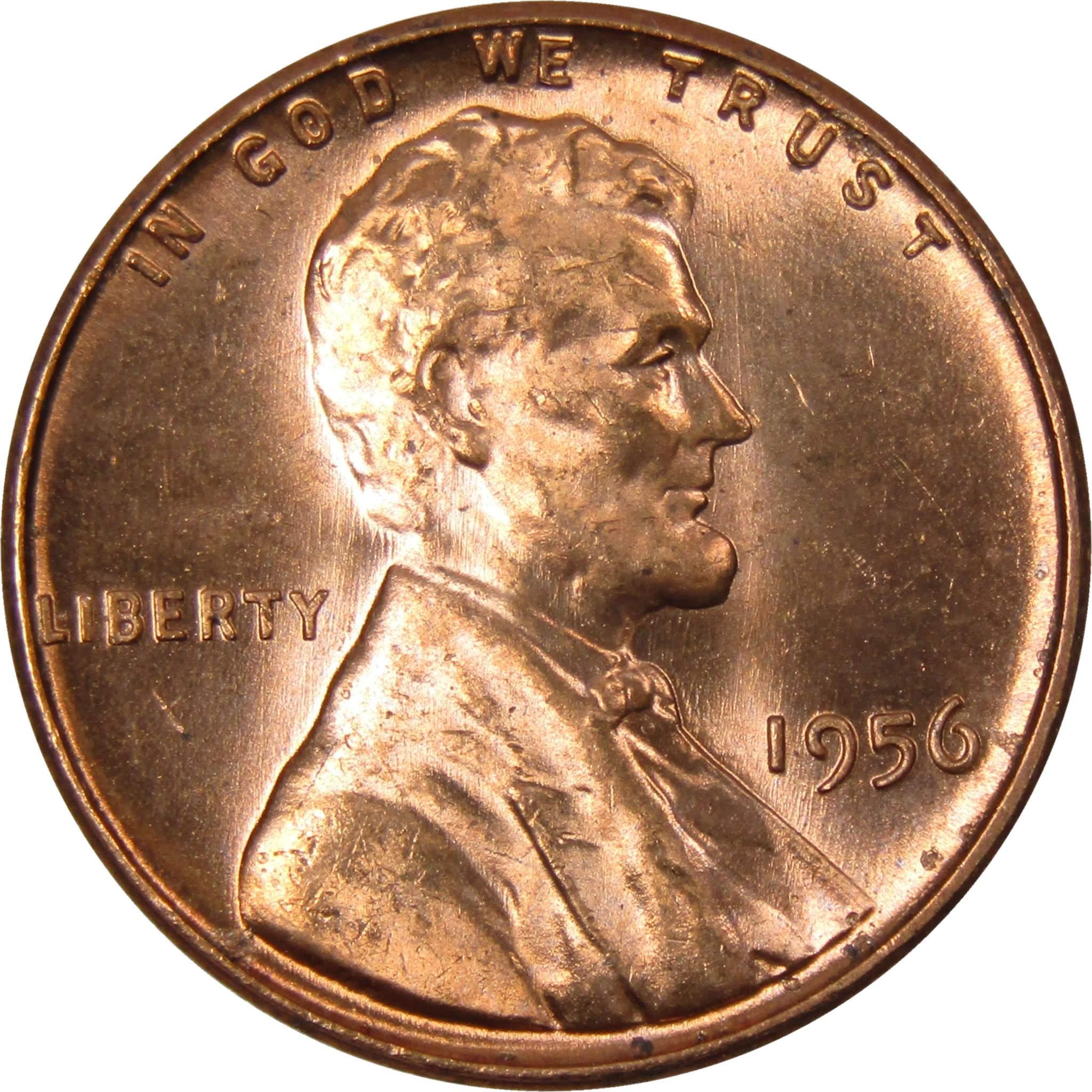 1956 Lincoln Wheat Cent BU Uncirculated Mint State Bronze Penny 1c Coin