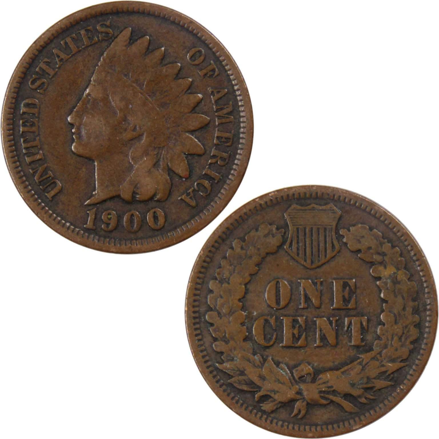 1900 Indian Head Cent VG Very Good Bronze Penny 1c Coin Collectible