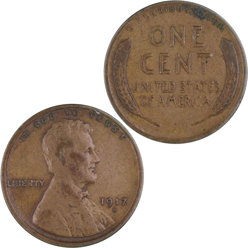 1917 D Lincoln Wheat Cent VF Very Fine Bronze Penny 1c Coin Collectible - Lincoln Cent - Profile Coins &amp; Collectibles