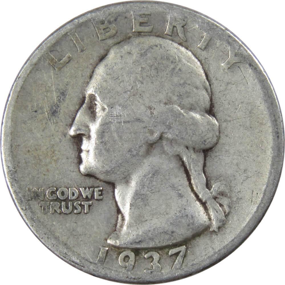 1937 Washington Quarter AG About Good 90% Silver 25c US Coin Collectible