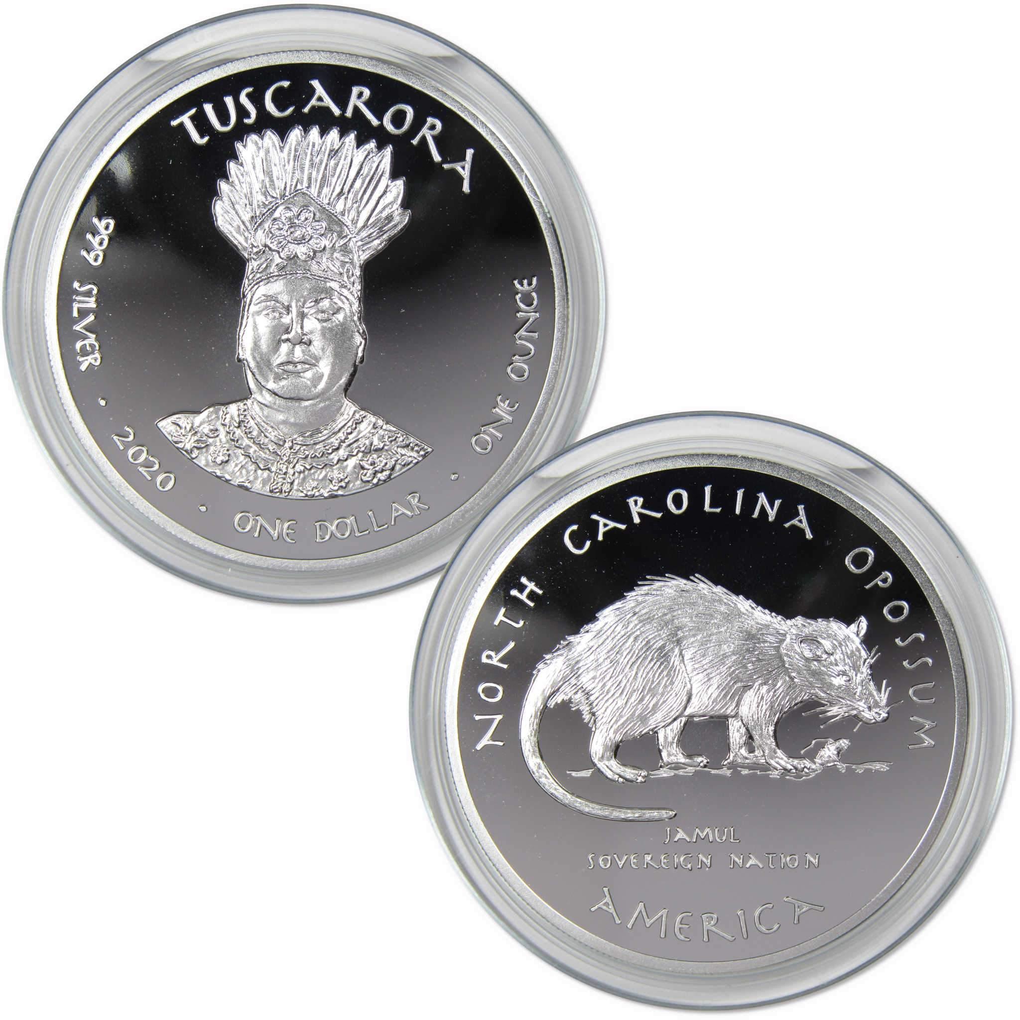 2020 Native American Jamul Tuscarora Opossum 1 oz .999 Fine Silver $1 Proof