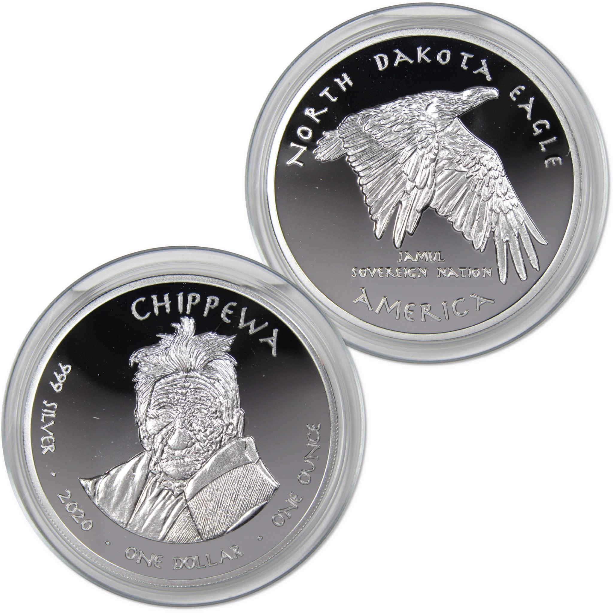 2020 Native American Jamul Chippewa North Dakota Eagle 1 oz .999 Silver $1 Proof