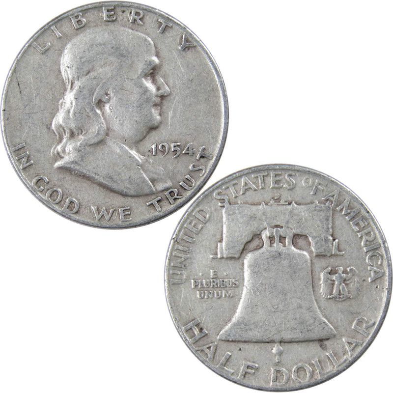 1954 D Franklin Half Dollar AG About Good 90% Silver 50c US Coin Collectible - Franklin Half Dollar - Franklin half dollars - Franklin coins - Profile Coins &amp; Collectibles