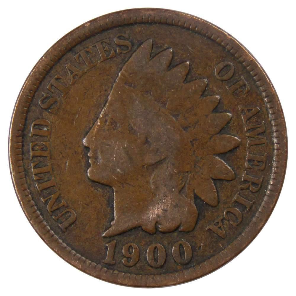 1900 Indian Head Cent AG About Good Bronze Penny 1c Coin Collectible
