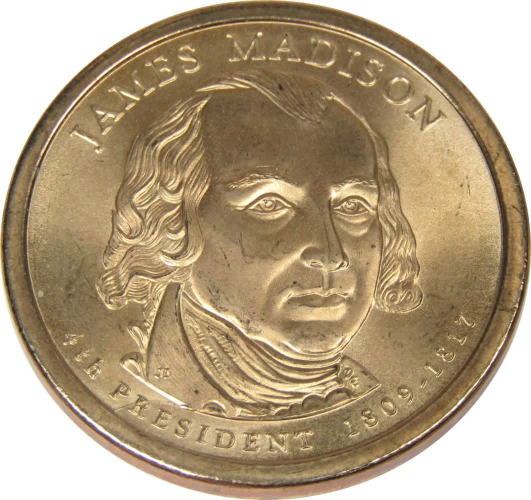 2007 James Madison Presidential Dollar Uncirculated $1 Missing Edge Lettering