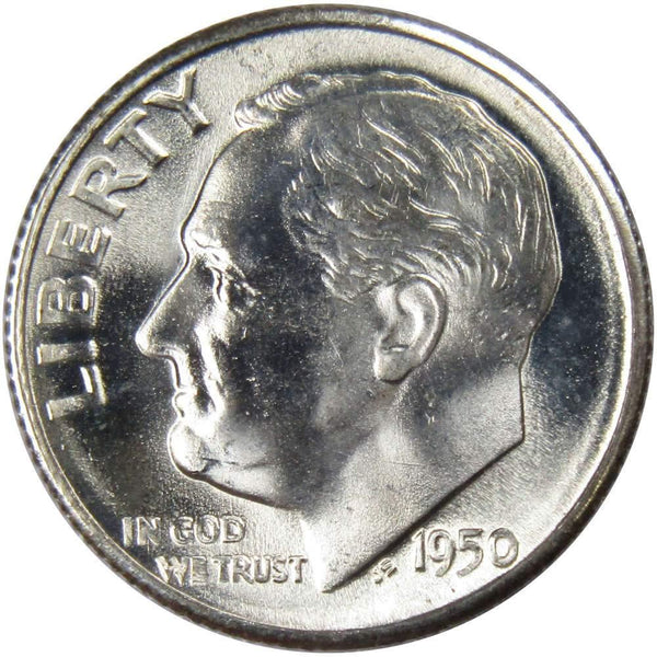 1950 S Roosevelt Dime BU Uncirculated Mint State 90% Silver 10c US Coin - Roosevelt coin - Profile Coins &amp; Collectibles