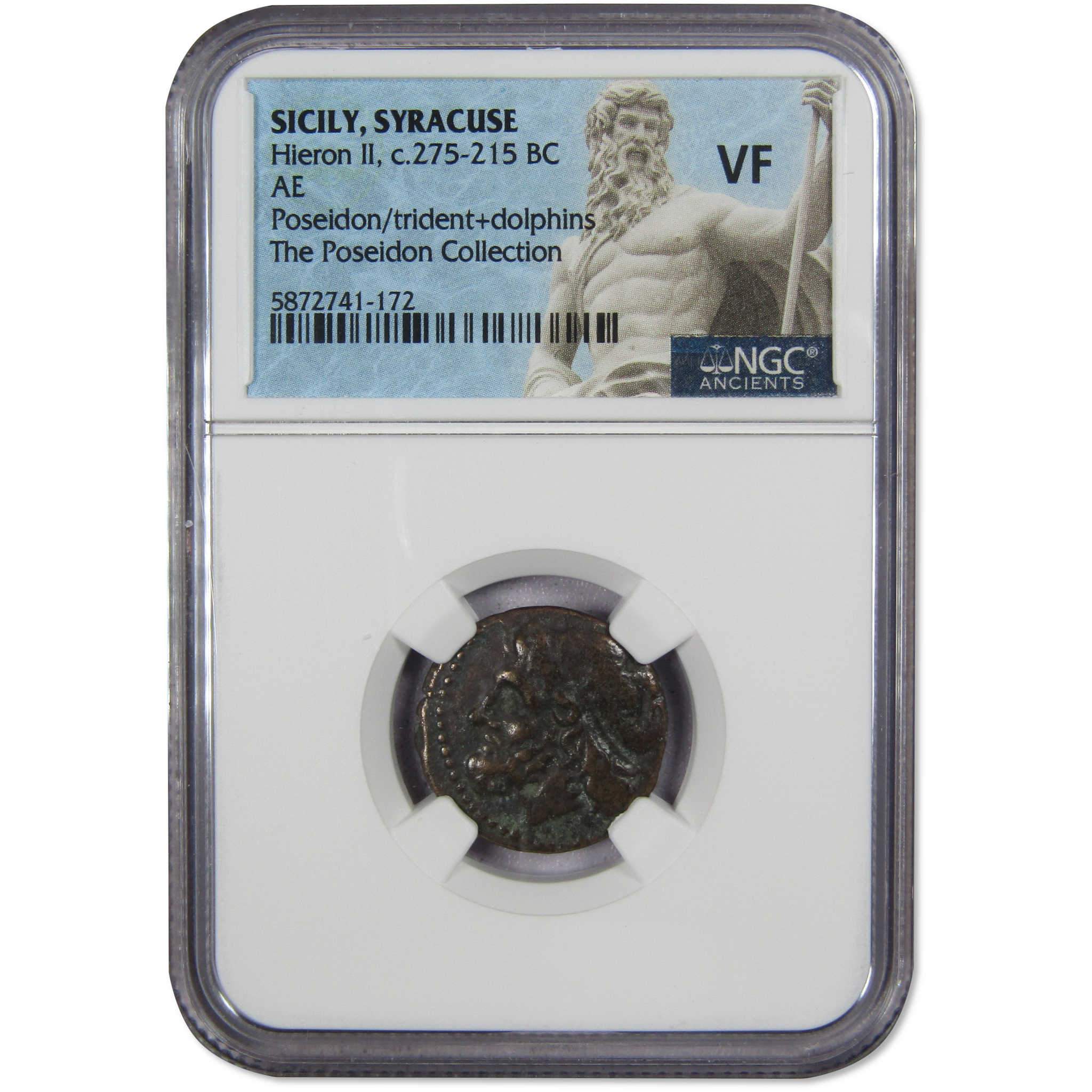 275-215 BC Sicily Syracuse Hieron II AE Poseidon VF NGC SKU:IPC5439