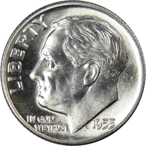 1955 D Roosevelt Dime BU Uncirculated Mint State 90% Silver 10c US Coin - Roosevelt coin - Profile Coins &amp; Collectibles