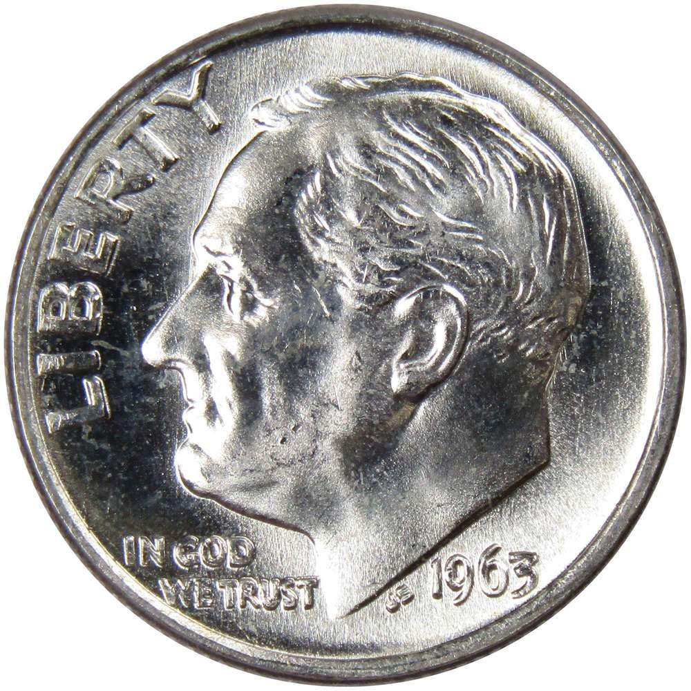 1963 Roosevelt Dime BU Uncirculated Mint State 90% Silver 10c US Coin