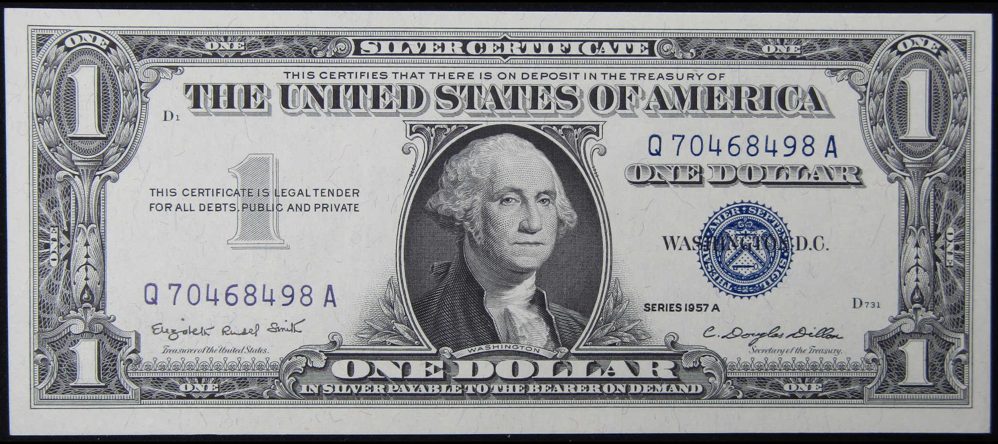 1957A $1 Silver Certificate Small Size Currency CCU Choice Crisp Uncirculated