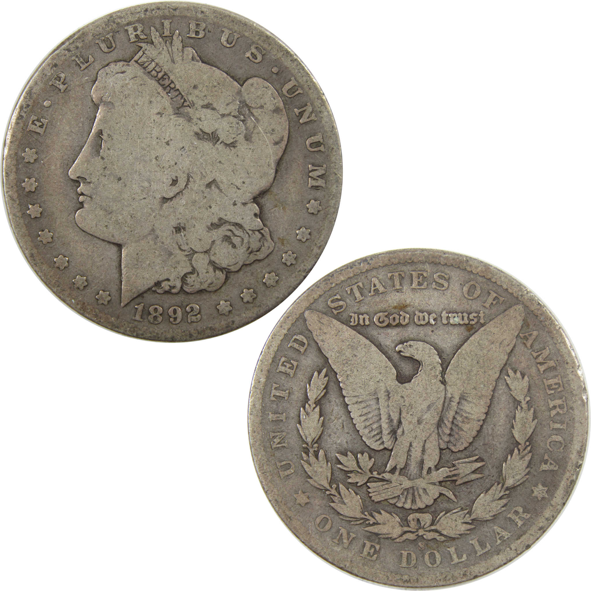 1892 S Morgan Dollar G Good 90% Silver $1 Coin SKU:I4976 - Morgan coin - Morgan silver dollar - Morgan silver dollar for sale - Profile Coins &amp; Collectibles