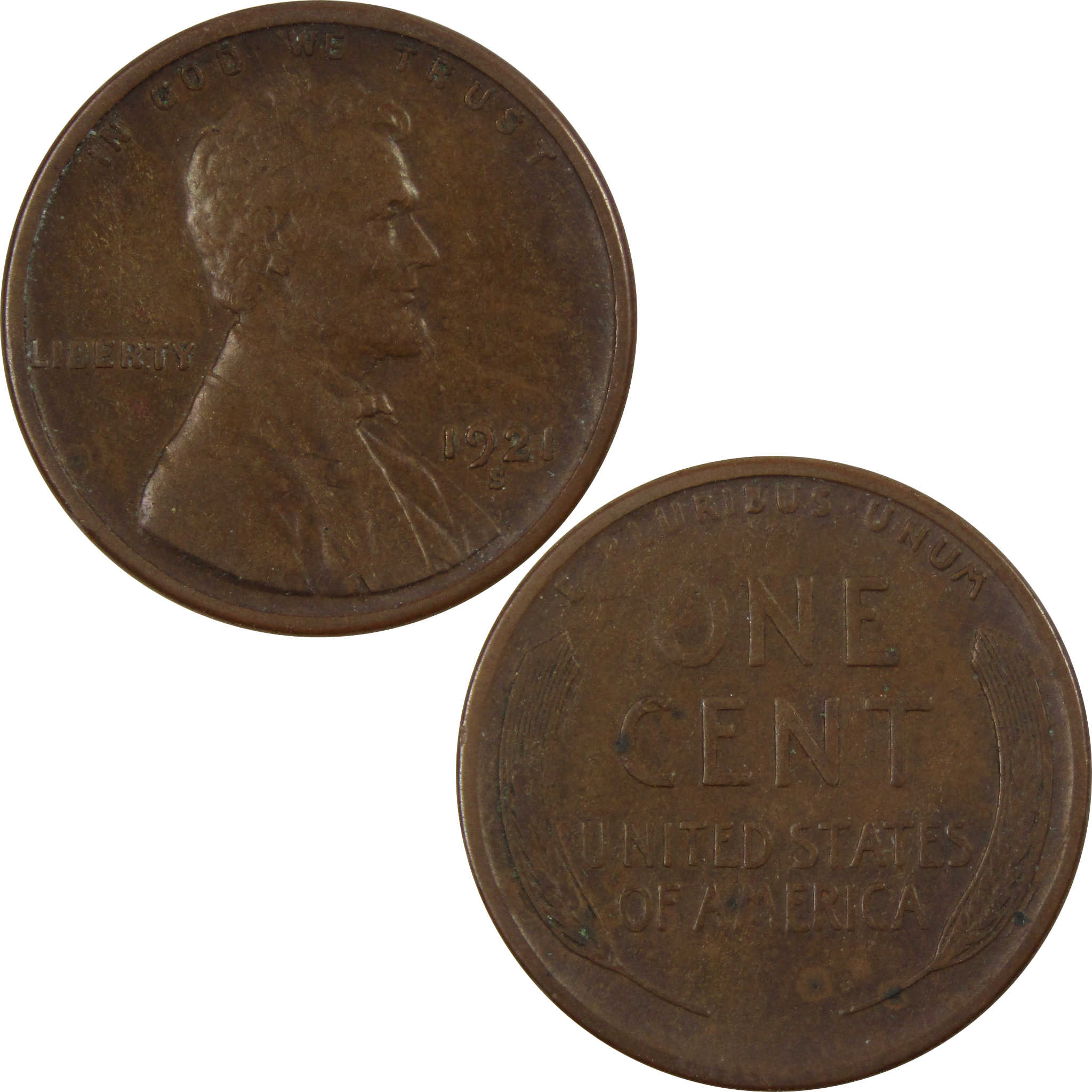 1921 S Lincoln Wheat Cent XF EF Extremely Fine Penny 1c Coin SKU:I4323
