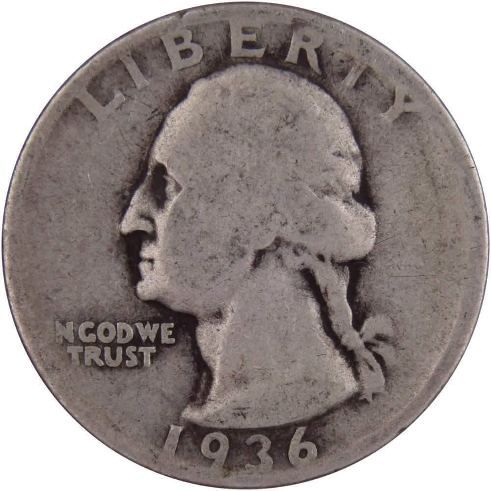1936 Washington Quarter AG About Good 90% Silver 25c US Coin Collectible