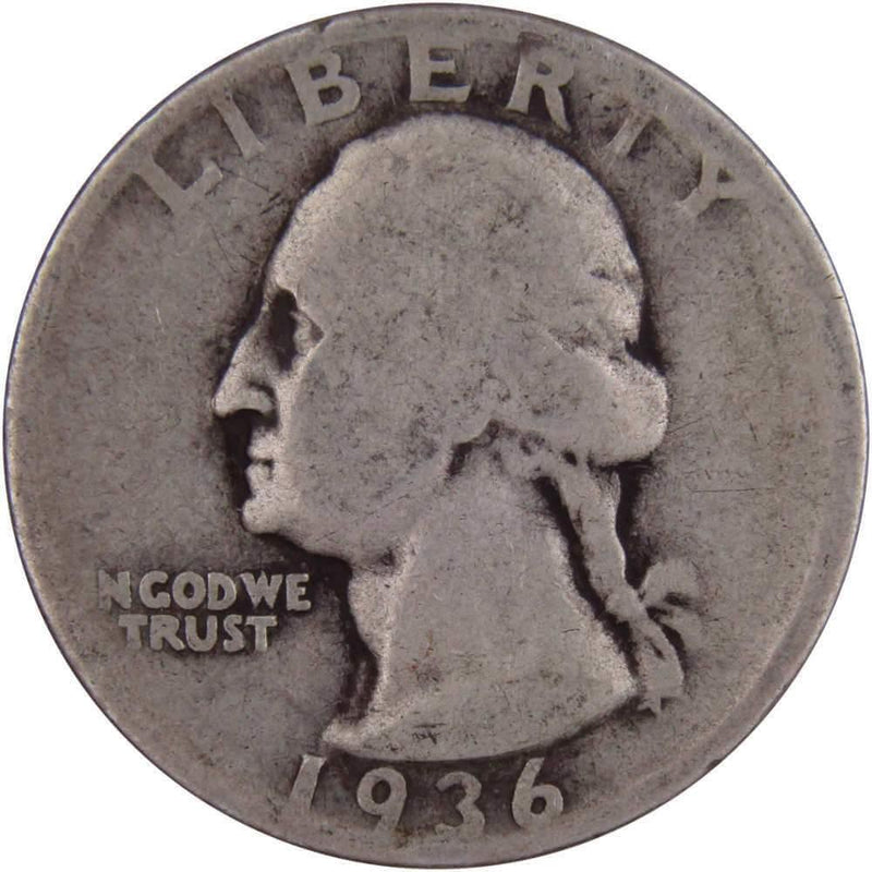 1936 Washington Quarter AG About Good 90% Silver 25c US Coin Collectible - Washington Quarters for Sale - Profile Coins &amp; Collectibles