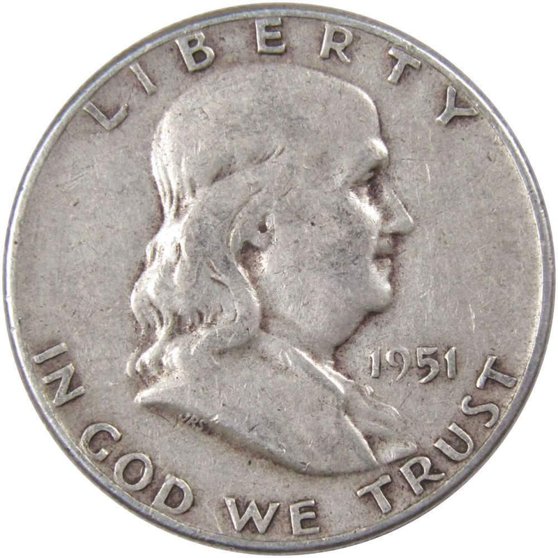 1951 Franklin Half Dollar F Fine 90% Silver 50c US Coin Collectible - Franklin Half Dollar - Franklin half dollars - Franklin coins - Profile Coins &amp; Collectibles
