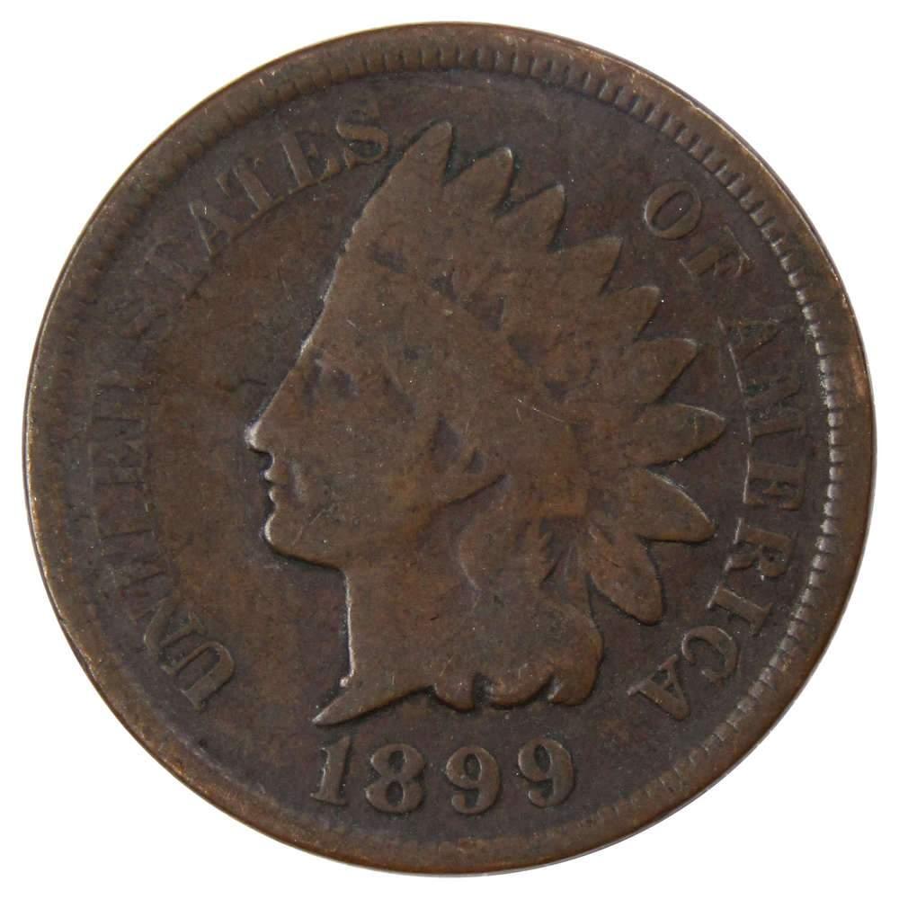 1899 Indian Head Cent AG About Good Bronze Penny 1c Coin Collectible