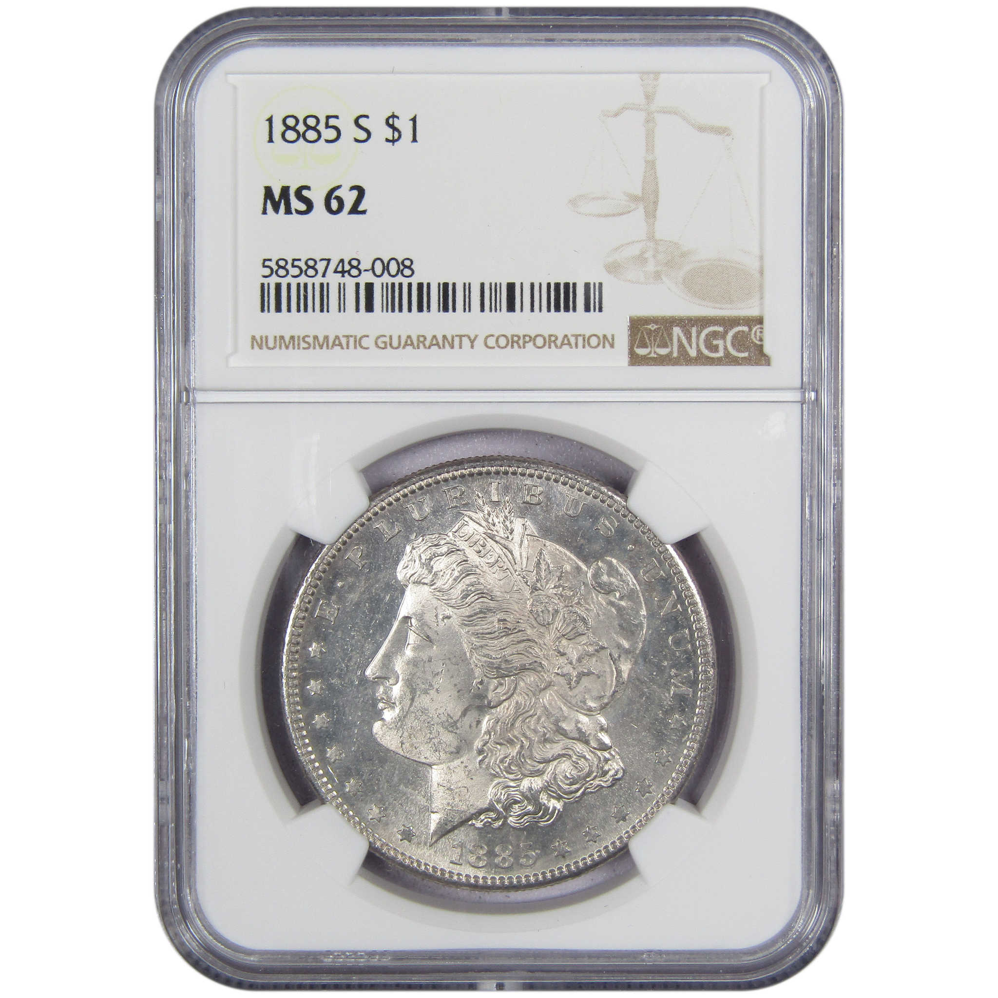 1885 S Morgan Dollar MS 62 NGC 90% Silver Uncirculated SKU:IPC5696 - Morgan coin - Morgan silver dollar - Morgan silver dollar for sale - Profile Coins &amp; Collectibles