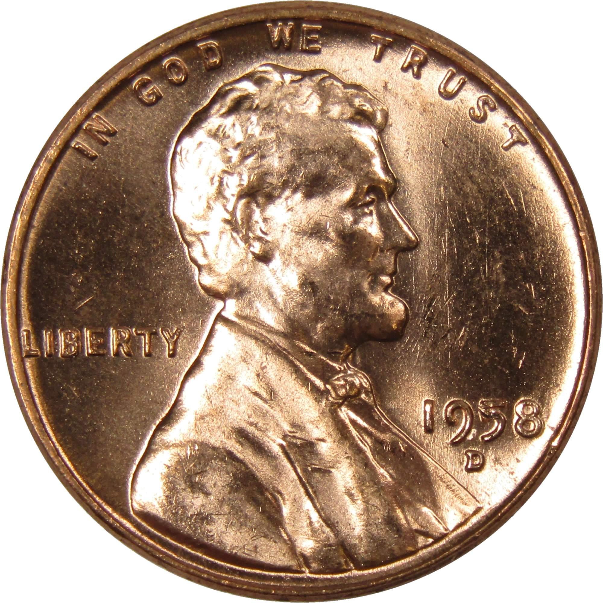 1958 D Lincoln Wheat Cent BU Uncirculated Mint State Bronze Penny 1c