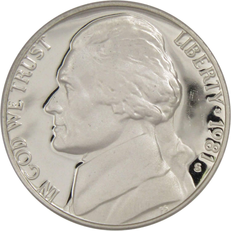 1981 S Type 2 Flat S Jefferson Nickel 5 Cent Piece Choice Proof 5c US Coin - Jefferson Nickels - Jefferson Nickels for Sale - Profile Coins &amp; Collectibles