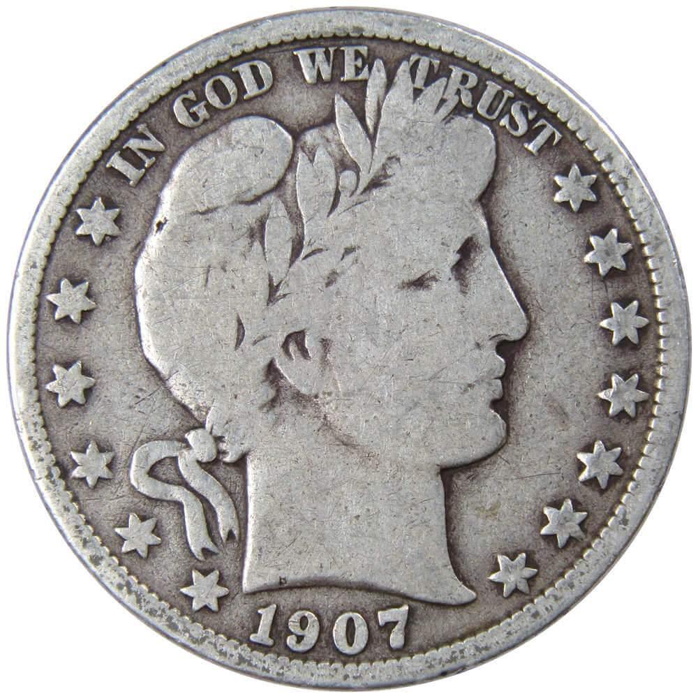 1907 D Barber Half Dollar VG Very Good 90% Silver 50c US Type Coin Collectible