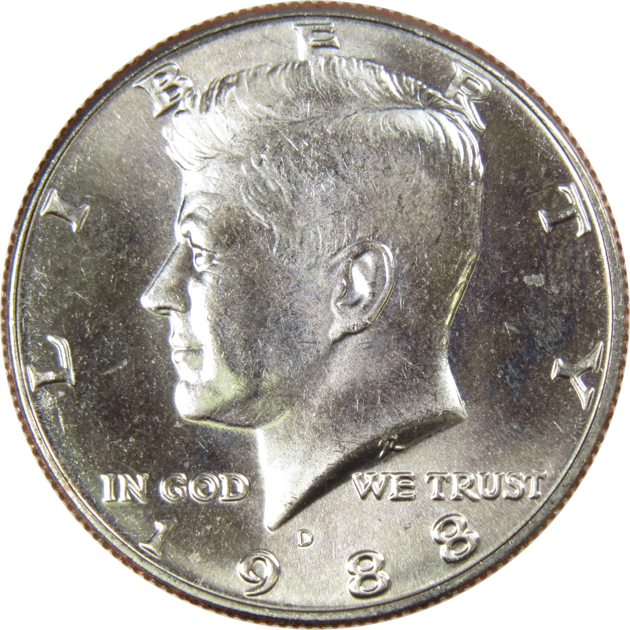 1988 D Kennedy Half Dollar BU Uncirculated Mint State 50c US Coin Collectible