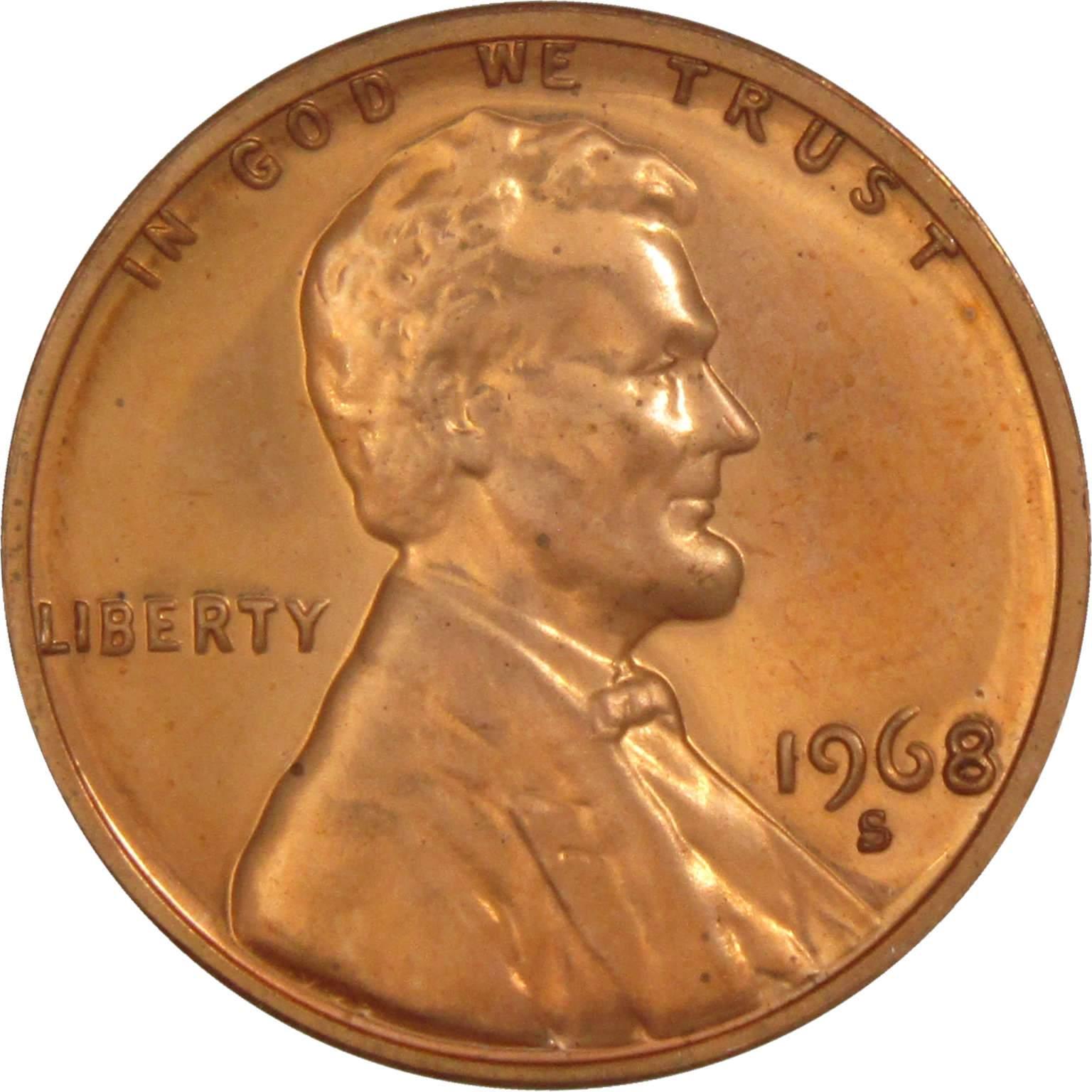 1968 S Lincoln Memorial Cent Choice Proof Penny 1c Coin Collectible
