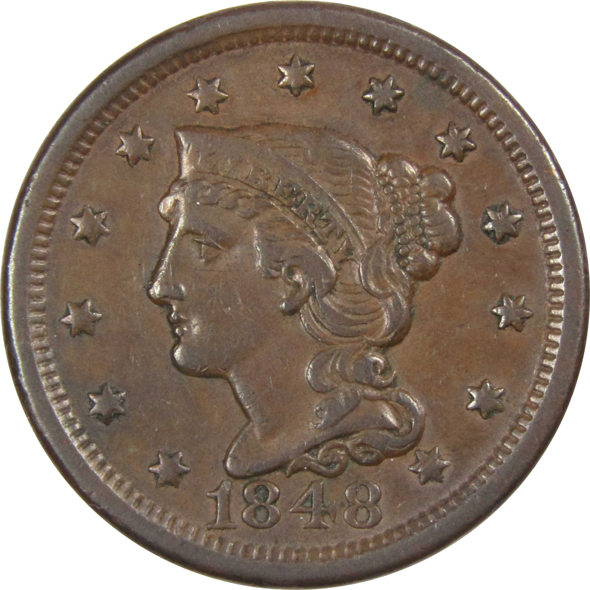 1848 Braided Hair Large Cent Extremely Fine Copper Penny SKU:IPC6999