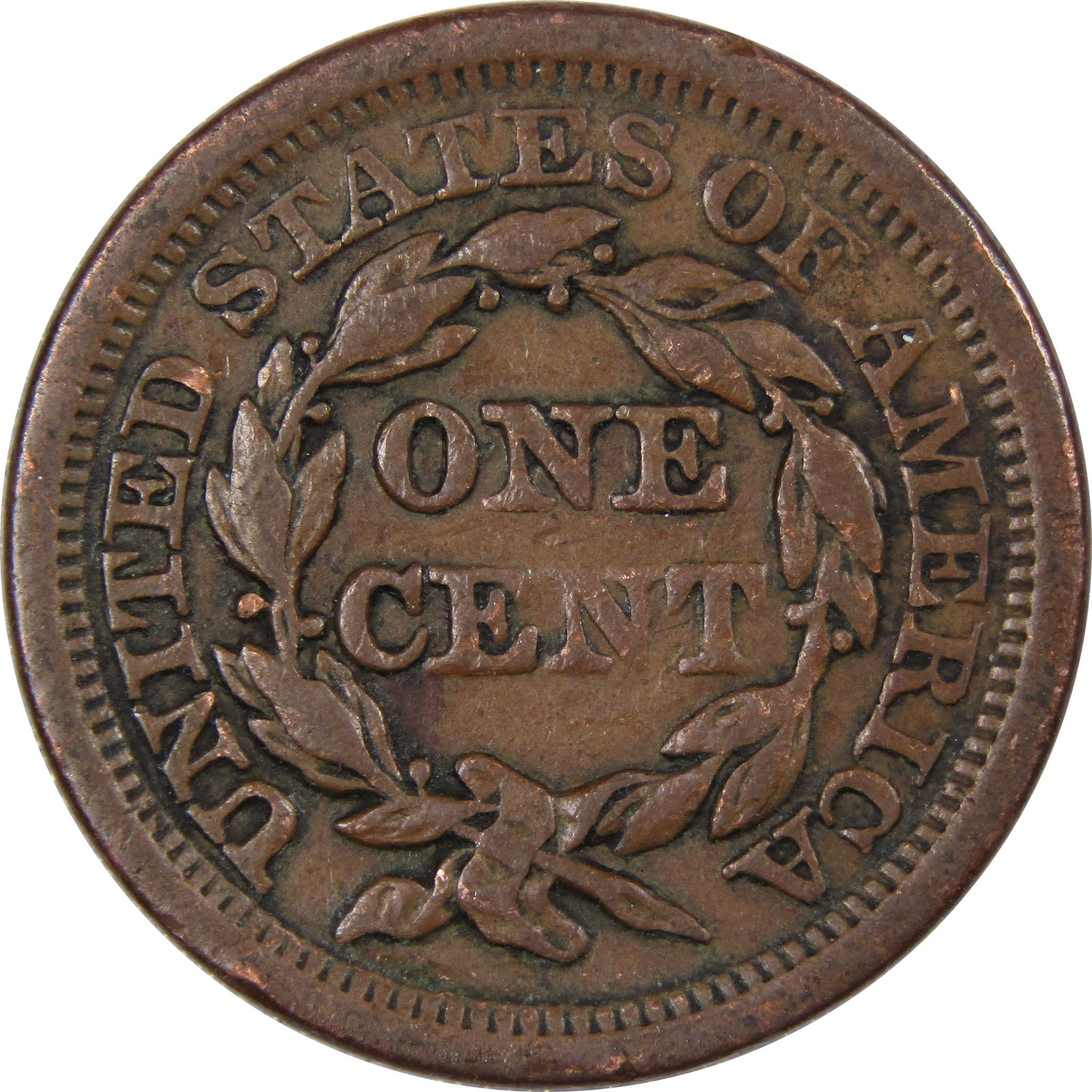 1854 Braided Hair Large Cent F Fine Copper Penny 1c SKU:IPC9019