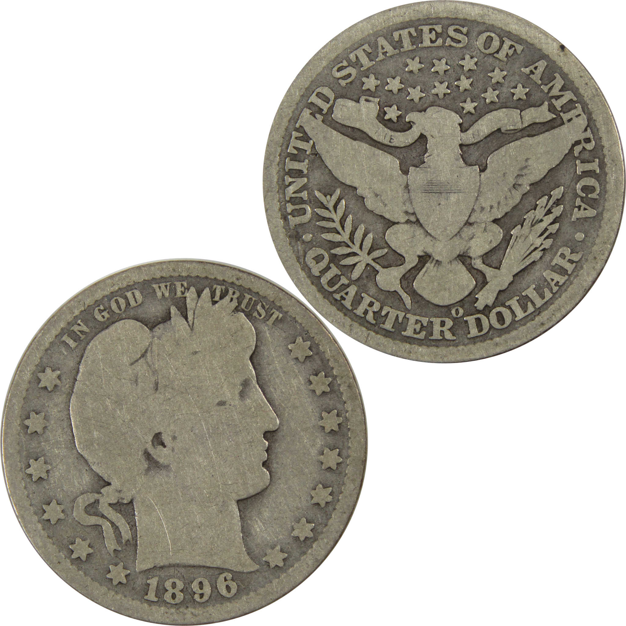1896 O Barber Quarter G Good 90% Silver 25c Coin SKU:I7731