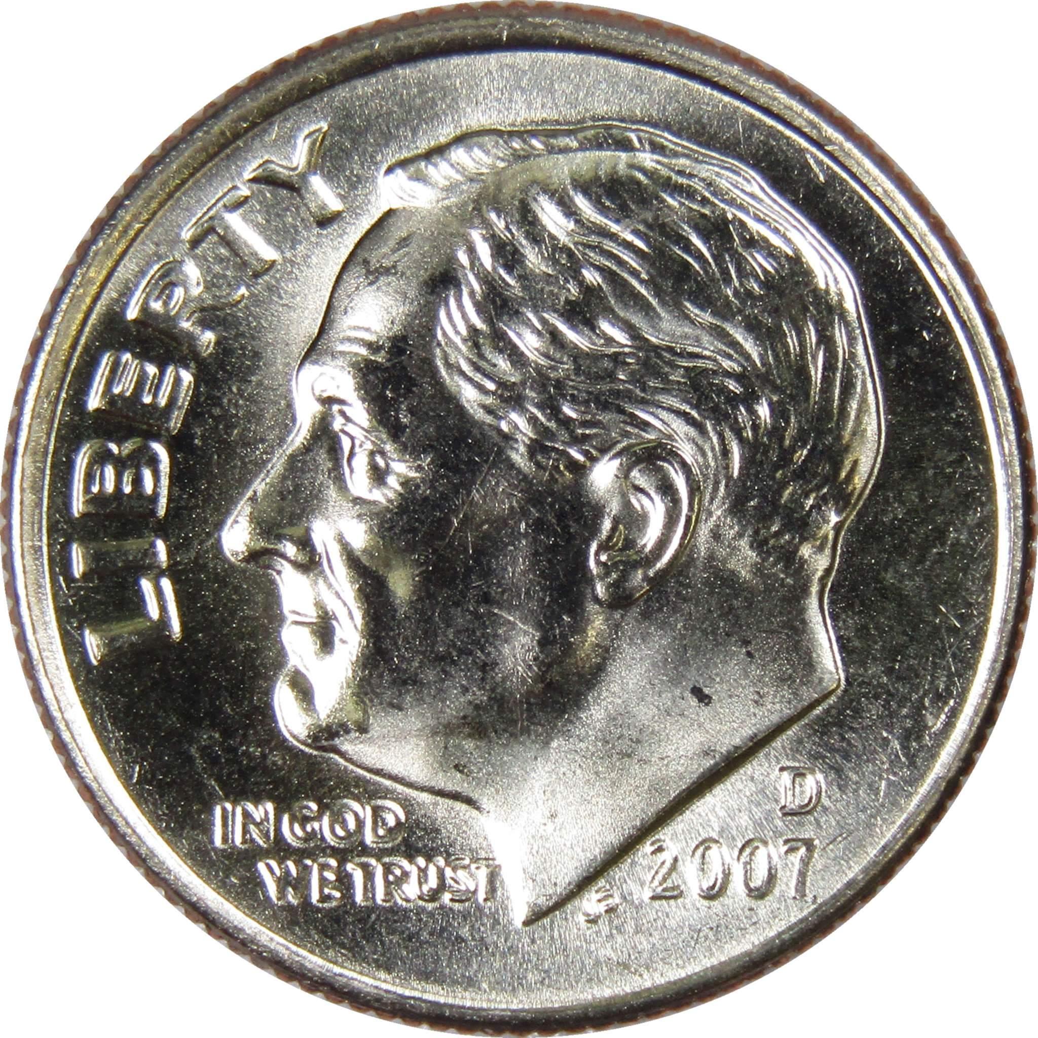 2007 D Roosevelt Dime BU Uncirculated Mint State 10c US Coin Collectible