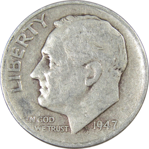 1947 S Roosevelt Dime AG About Good 90% Silver 10c US Coin Collectible - Roosevelt coin - Profile Coins &amp; Collectibles