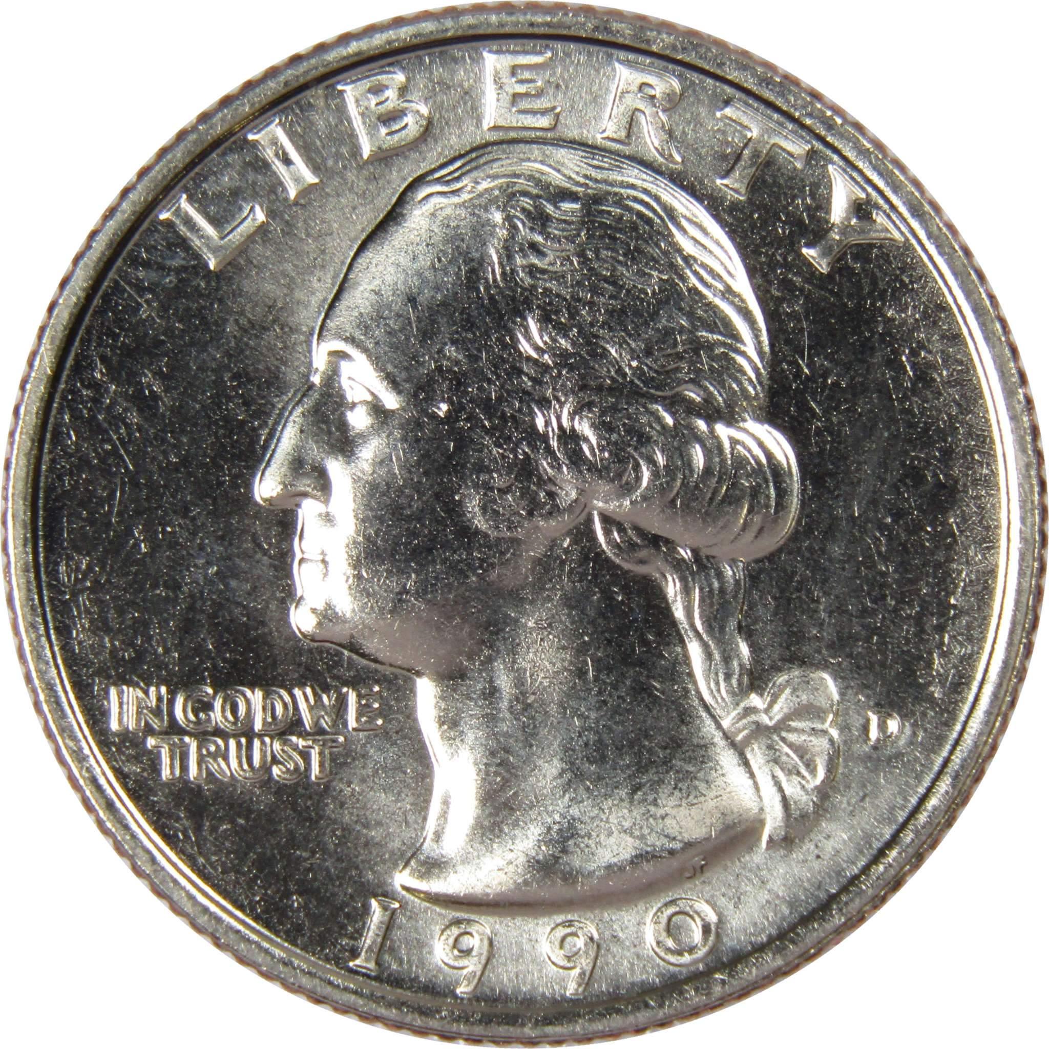 1990 D Washington Quarter BU Uncirculated Mint State 25c US Coin Collectible