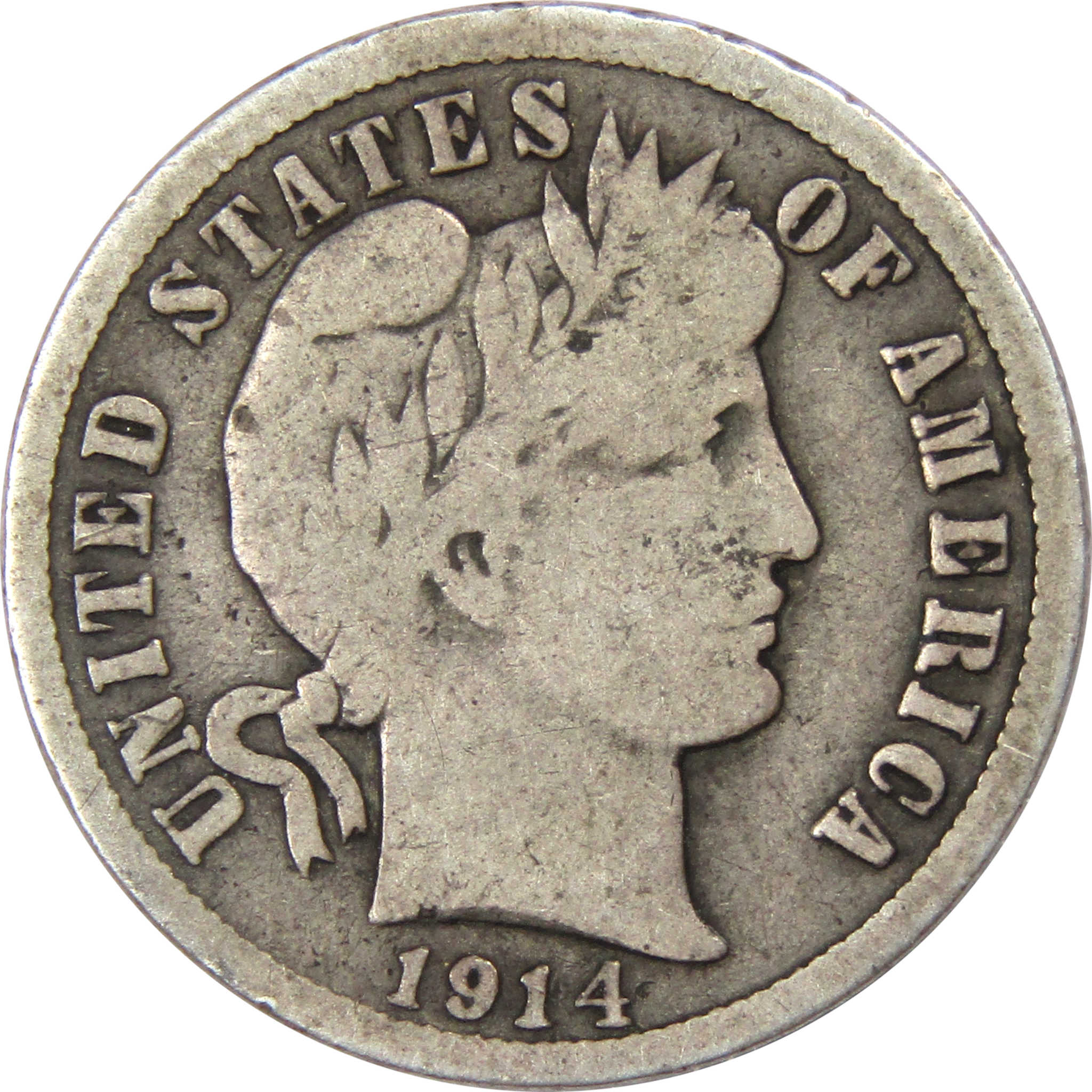 1914 D Barber Dime VG Very Good 90% Silver 10c US Type Coin Collectible