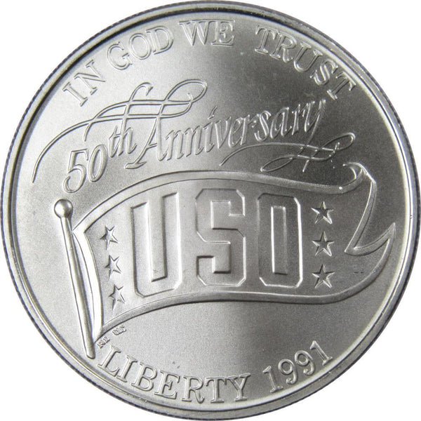 1991 D USO 50th Anniversary Commemorative Silver Dollar Uncirculated