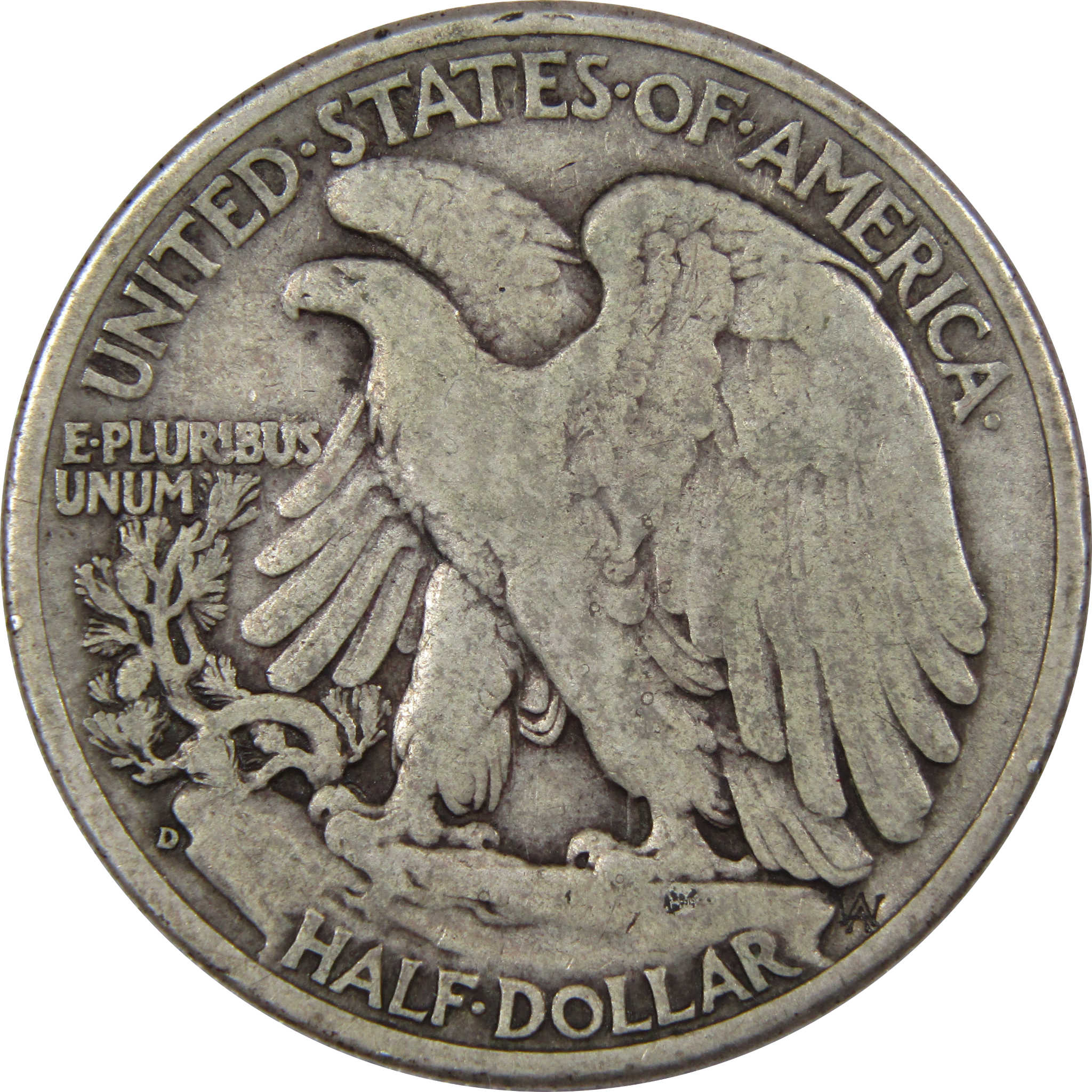 1938 D Liberty Walking Half Dollar F Fine 90% Silver 50c SKU:IPC9210