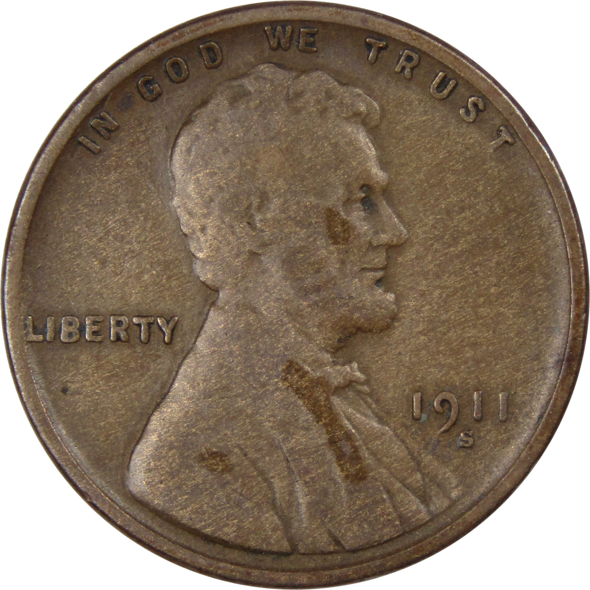 1911 S Lincoln Wheat Cent F Fine Penny 1c US Coin SKU:IPC9852