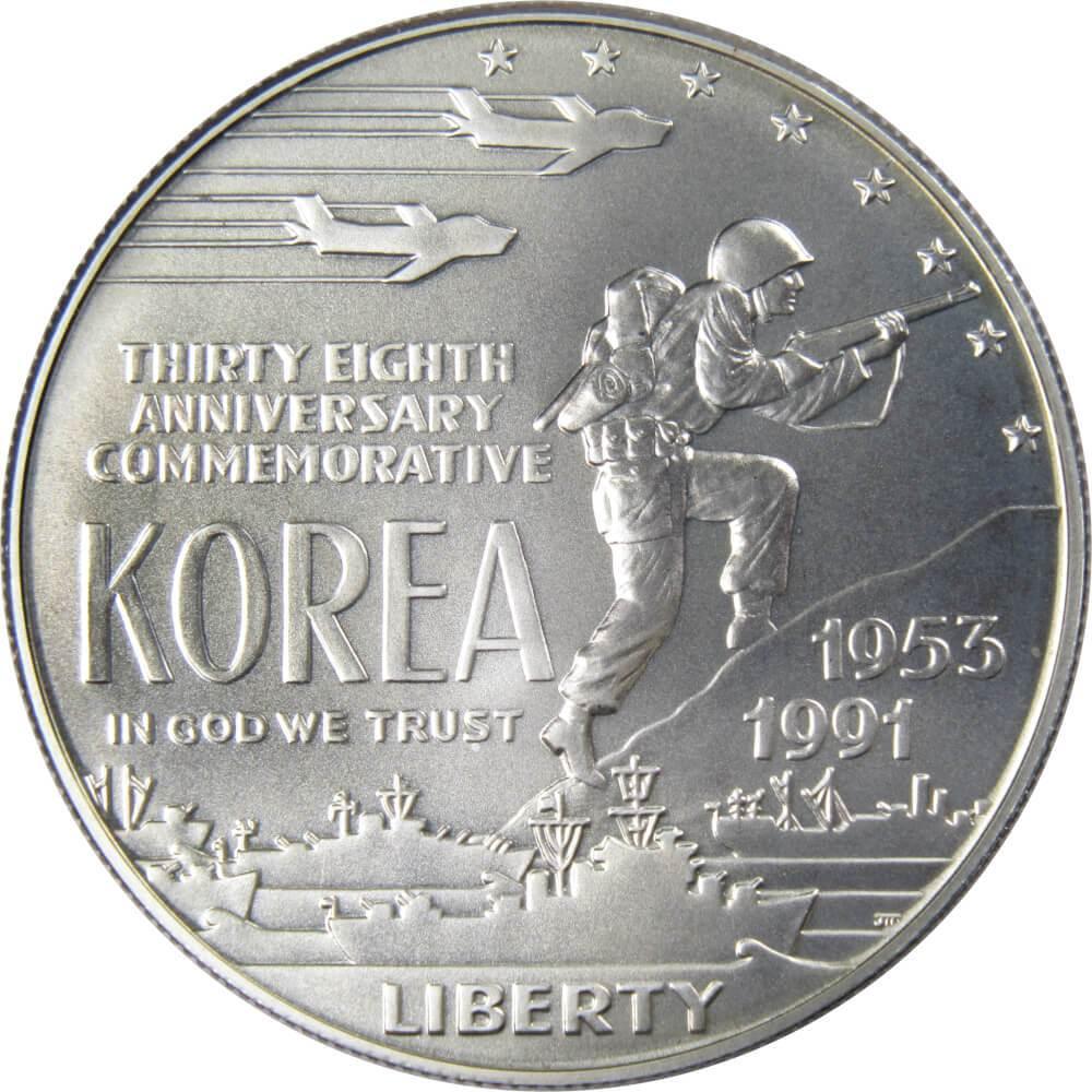 Korean War Memorial Commemorative 1991 D 90% Silver Dollar Uncirculated $1 Coin