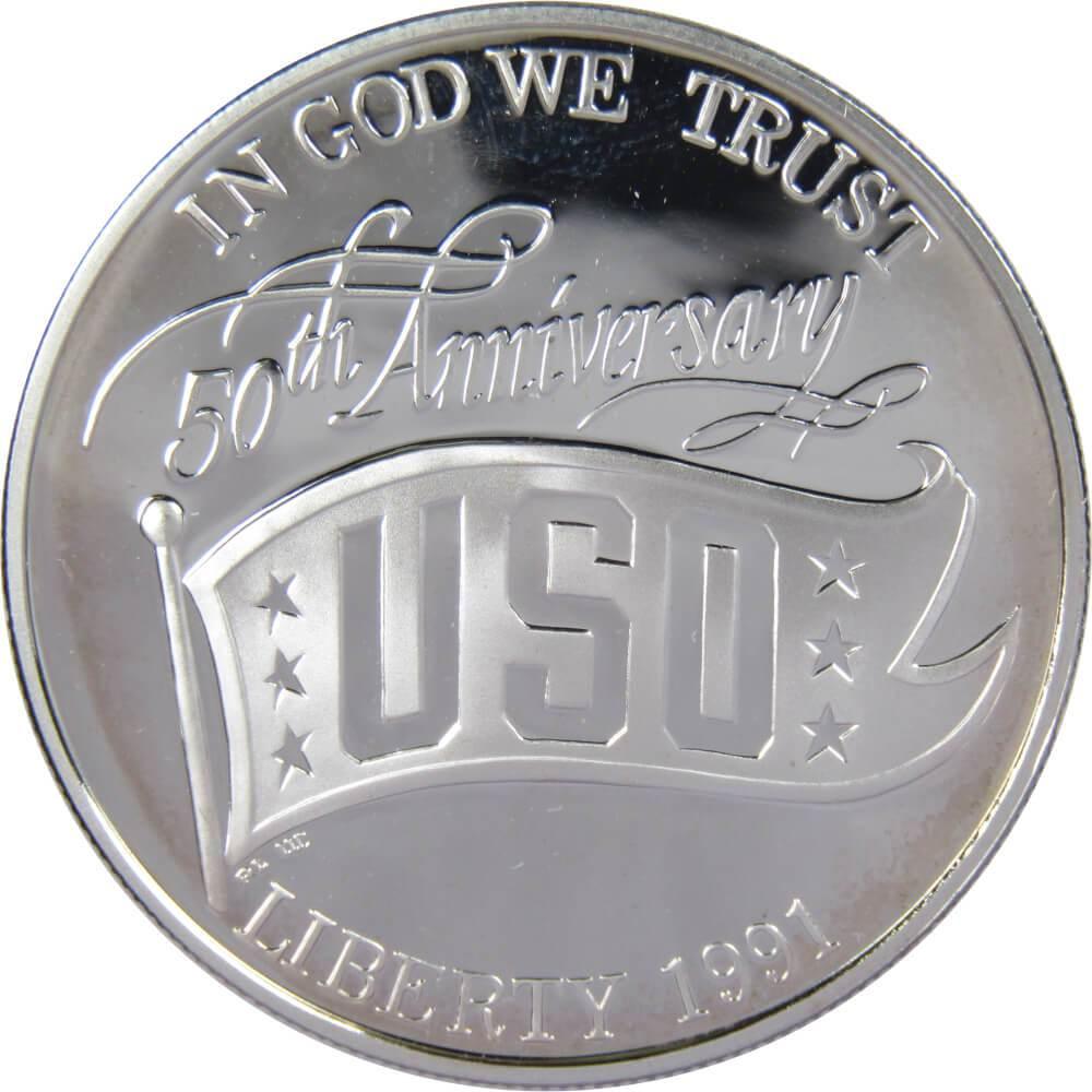USO 50th Anniversary Commemorative 1991 S 90% Silver Dollar Proof $1 Coin