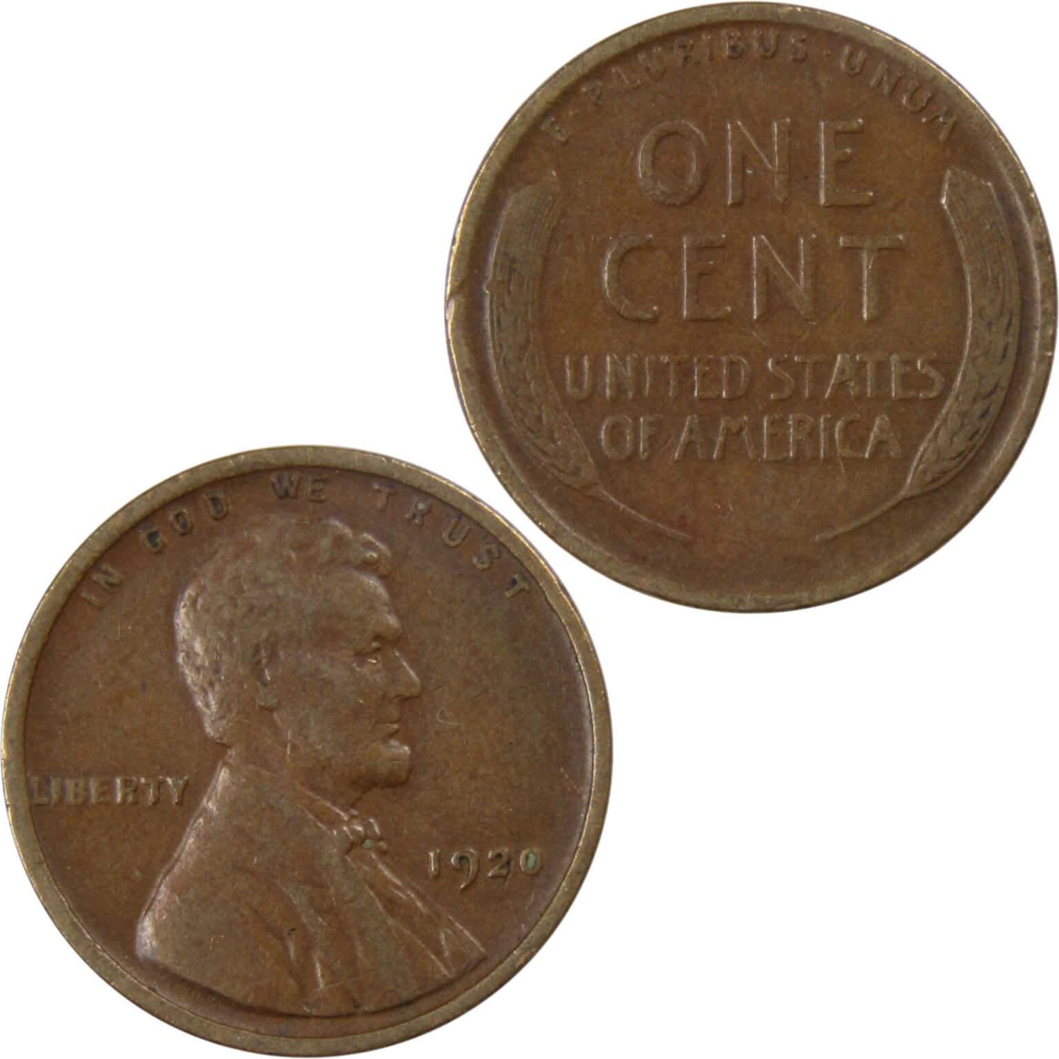 1920 Lincoln Wheat Cent F Fine Bronze Penny 1c Coin Collectible