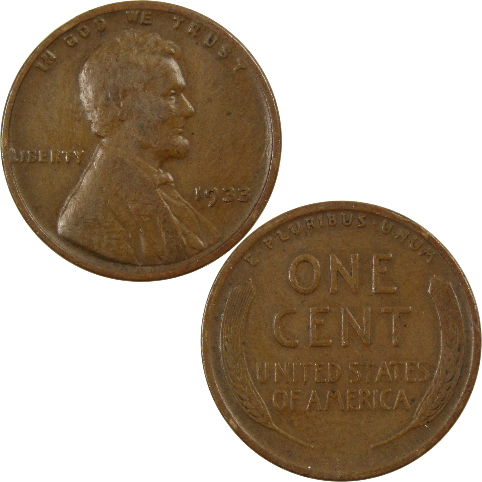 1933 Lincoln Wheat Cent VF Very Fine Bronze Penny 1c Coin Collectible